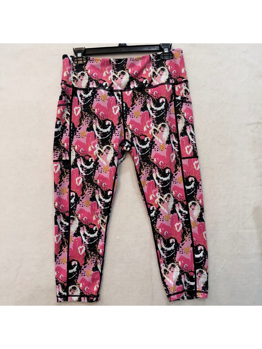 Constantly Varied Gear Capri Leggings Size Large Love Thighself Pink Black Gold